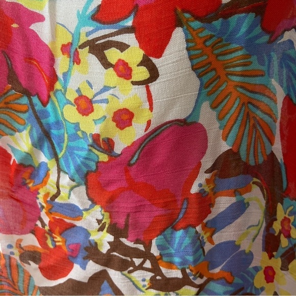 J MCLAUGHLIN GISELLE SCARF 50X50 FRINGE DRAPE FLORAL ARTSTY CHIC MODAL SILK - Picture 8 of 12